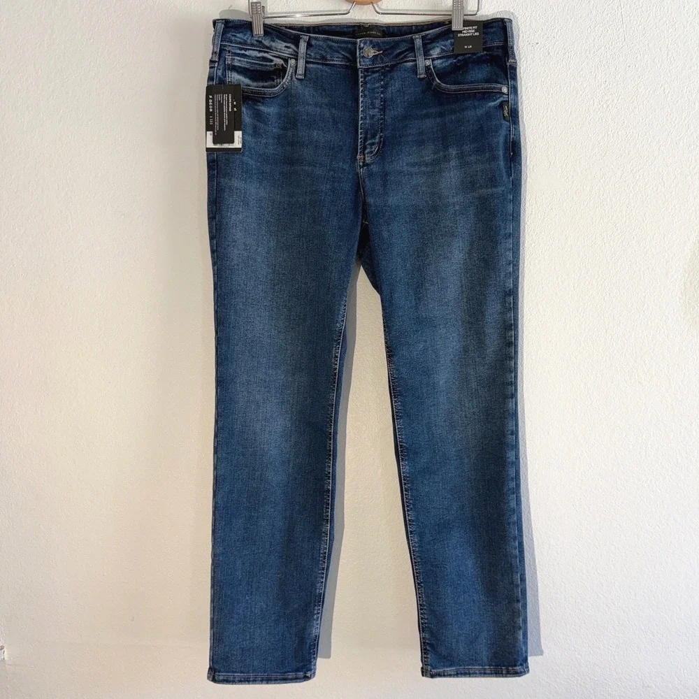 New Silver‎ Jeans Co Infinite Fit Mid Rise Straight Leg Jeans 1X Length 31